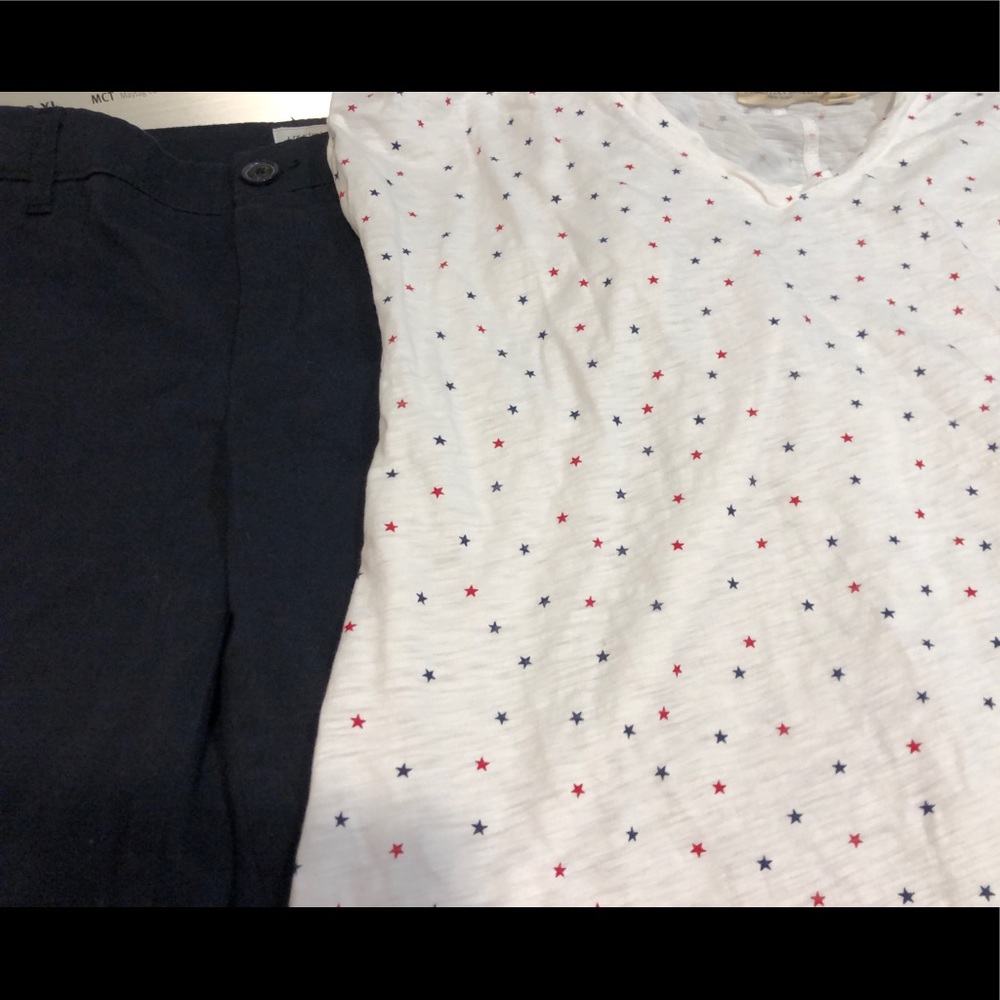 T-shirt (size L) and Bermuda shorts (size 8)
